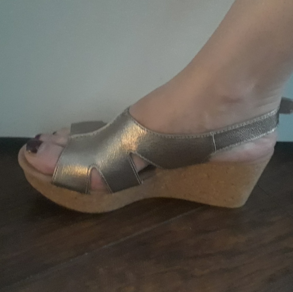 COPY - Clark's Metallic Slingback Wedge